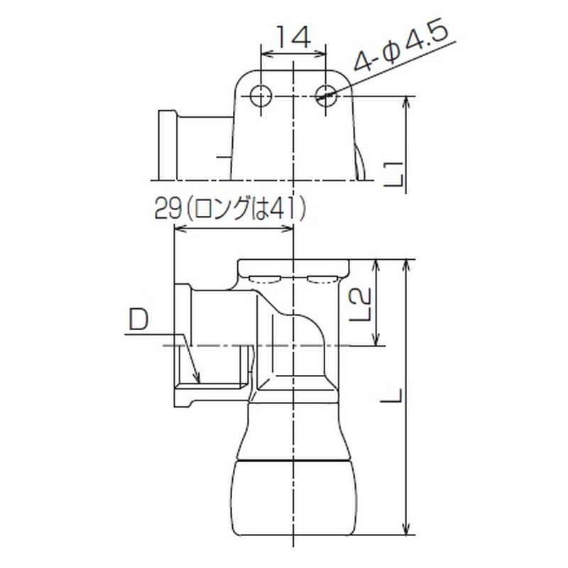 座付きエルボ 上型/ロング QSジョイントクリア - 画像2