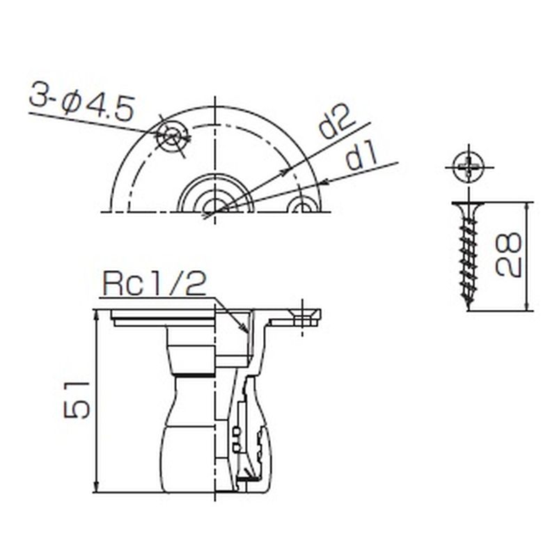 床用フランジアダプター QSジョイントクリア (共用) - 画像2