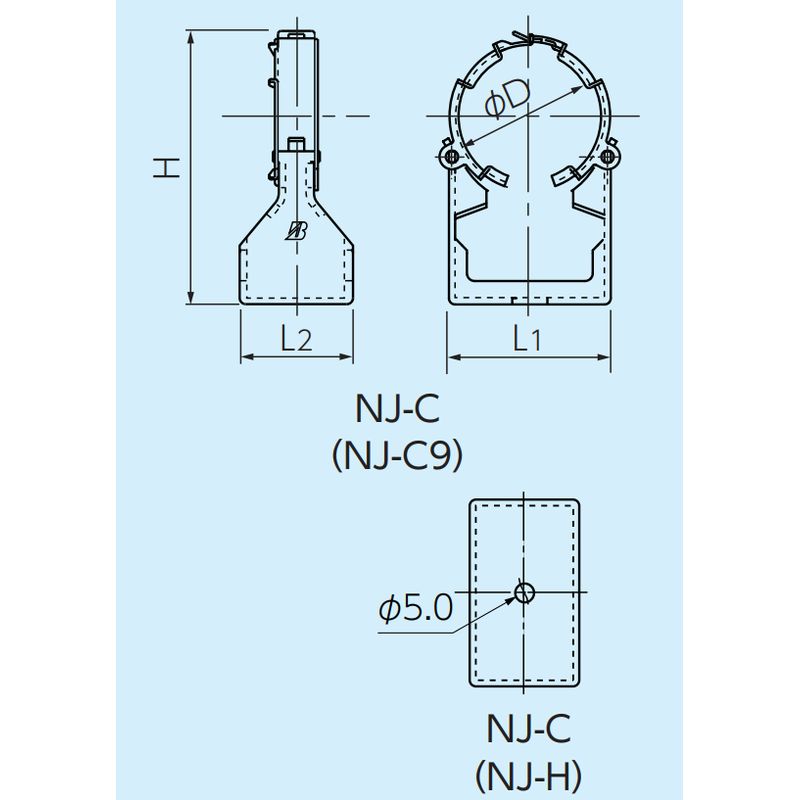 NJ-C NJヘッダー専用支持バンド 天井吊り用支持バンド 保温材無用 - 画像2