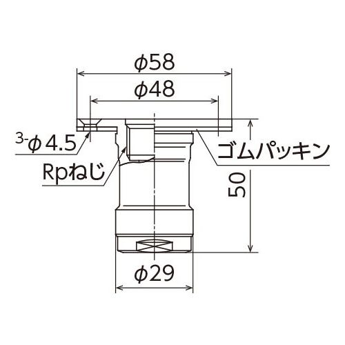 WJ34 配管アダプター 平行めねじ ツバ径58 (黄銅) ダブルロックジョイント - 画像2