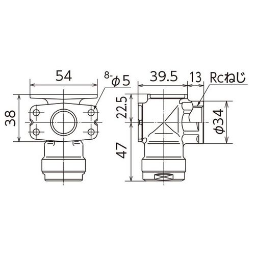WL66 両座エルボ (黄銅) ダブルロックジョイント - 画像2