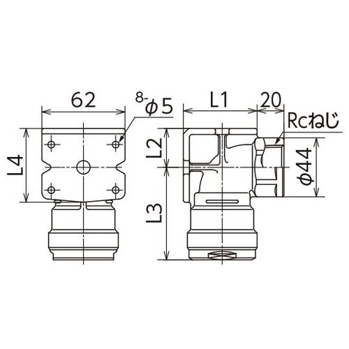 WL66 両座エルボ (青銅) ダブルロックジョイント - 画像2