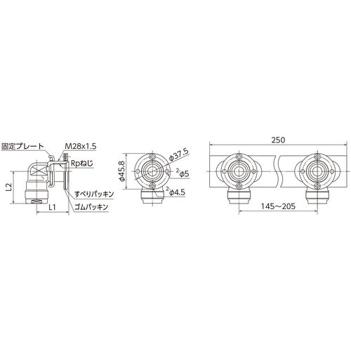 WL74-1313-12-S-2P UB壁貫通継手 ダブル (黄銅) ダブルロックジョイント - 画像2