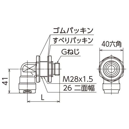WL77 UB壁通貫継手 平行おねじ コンパクトタイプ ダブルロックジョイント - 画像2
