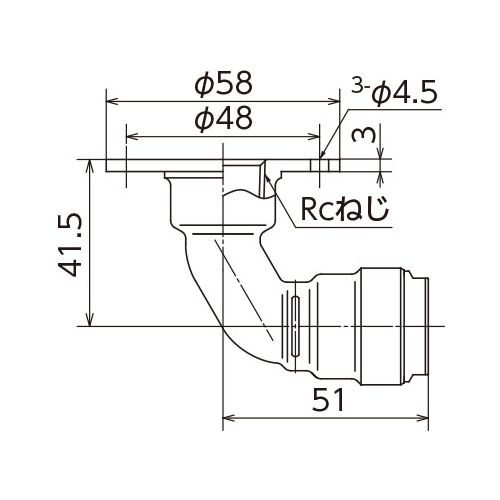 WL46-1313C-S 床立上げエルボ ダブルロックジョイント - 画像2