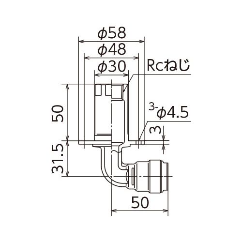 WL57-1313CL-S 床取出しエルボ ダブルロックジョイント - 画像2