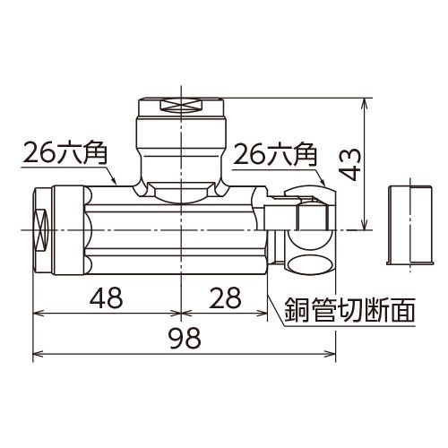 WT27-151313-S 銅管変換チーズ ダブルロックジョイント - 画像2