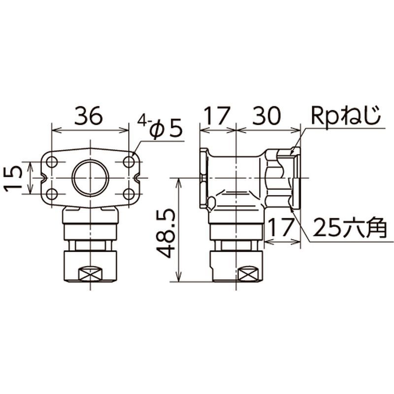 CML5-1313-S 座付き水栓エルボ CML5型 カポリメタル - 画像2