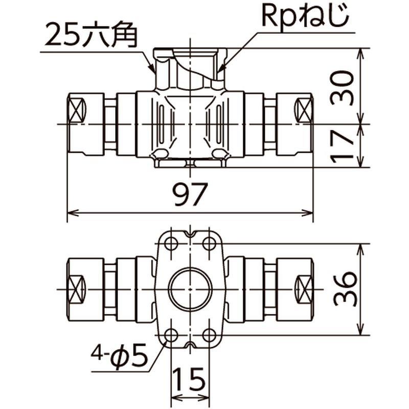 CMT6-13-S 座付チーズ平行めねじ カポリメタル - 画像2