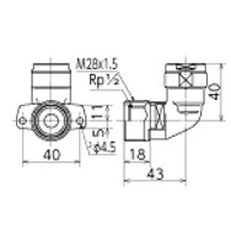 WL49-1313-S 後付け金具用水栓エルボ - 画像2