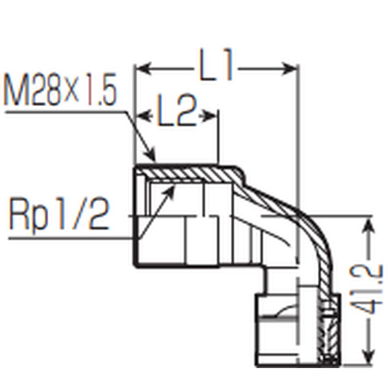 WE4□-□A-15 水栓エルボ(Wタイプ) - 画像2