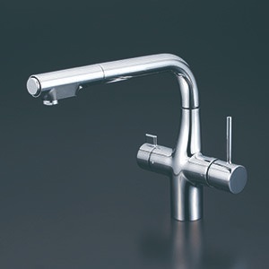 KVK KM6121ECHS ビルトイン浄水器用シングルシャワー付混合栓(eレバー) 撥水