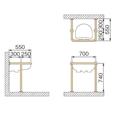 ミヤコ MB160HS 洗面器・手洗器被覆手摺 ナチュラルウッド
