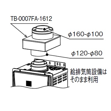 パーパス TB-0007FA-1612 PG-240F用給排気アダプターWQ300SFより取替用