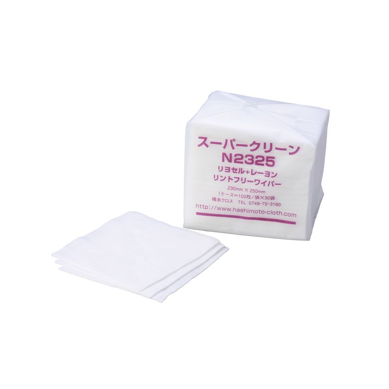 橋本クロス N2325 スーパークリーン 230x250mm 100枚x30袋入（橋本クロス N2325 超细纤维清洁布 230x250mm 100片x30袋/箱）