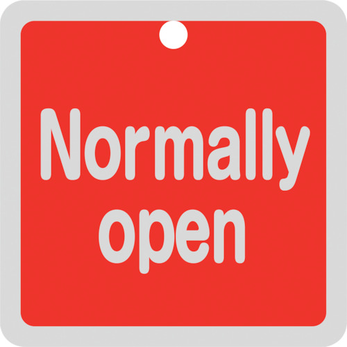 159101 バルブ開閉札 Normally open(赤) 特15-150A 50x50mm 両面表示 アルミ製