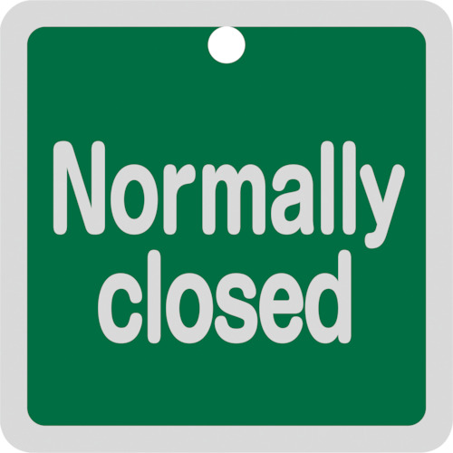 159102 バルブ開閉札 Normally closed(緑) 特15-150B 50x50mm 両面表示 アルミ製