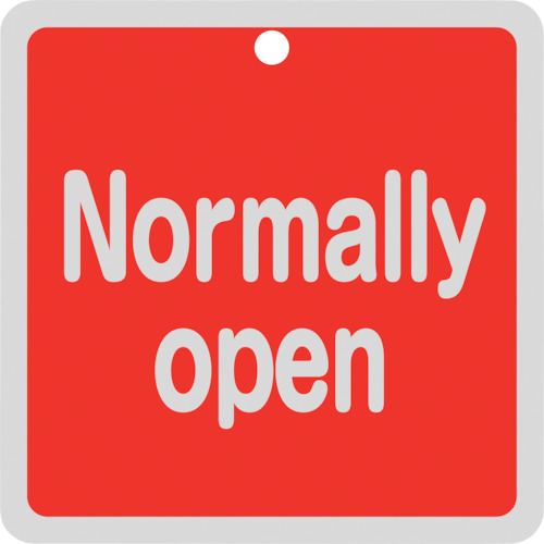 160101 バルブ開閉札 Normally open(赤) 特15-152A 80x80mm 両面表示 アルミ製
