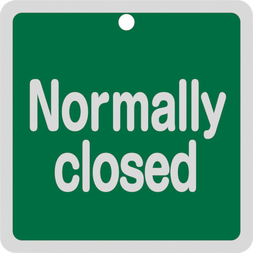 160102 バルブ開閉札 Normally closed(緑) 特15-152B 80x80mm 両面表示 アルミ製