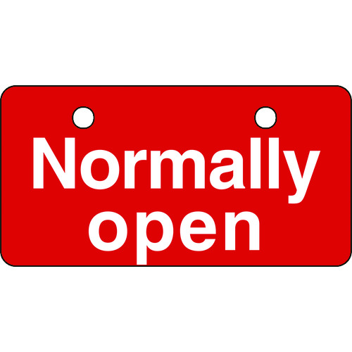 168003 バルブ開閉札 Normally open(常時開)･赤 50x100mm