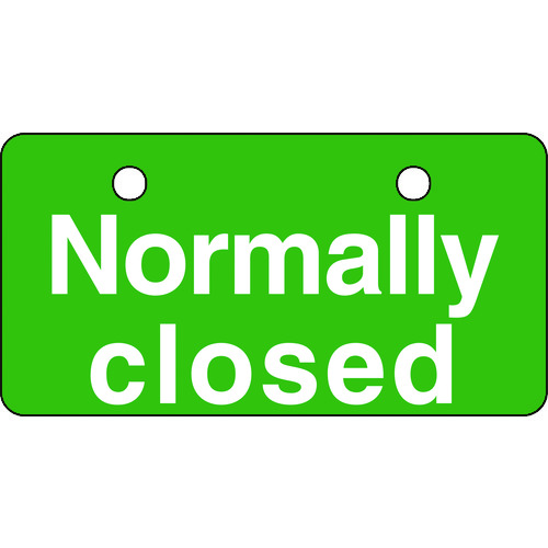 168004 バルブ開閉札 Normally closed(常時閉)･緑 50x100