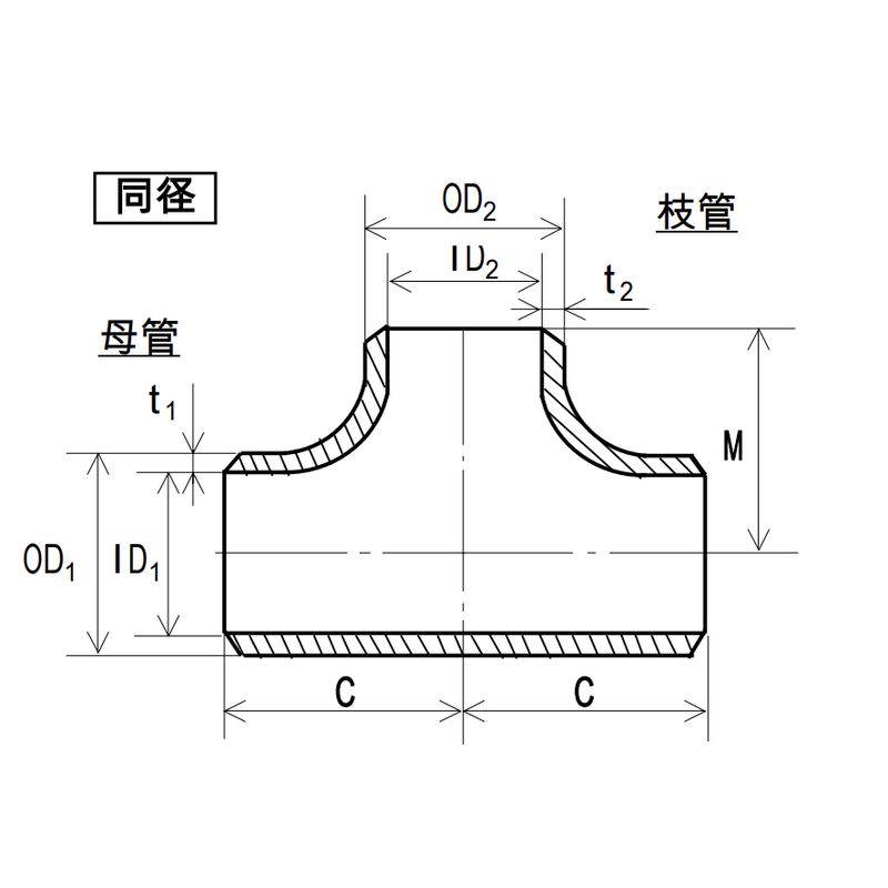 黒 SGP T チーズ 突合せ溶接管式継手 - 画像2