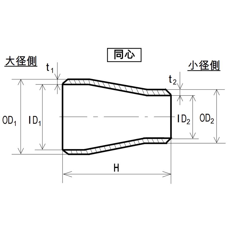 白 PT370 S/40 CR コンセントリックレジューサー 突合せ溶接管式継手 - 画像2