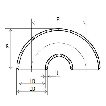 白 PT370 S/40 180° ショートエルボ 突合せ溶接管式継手