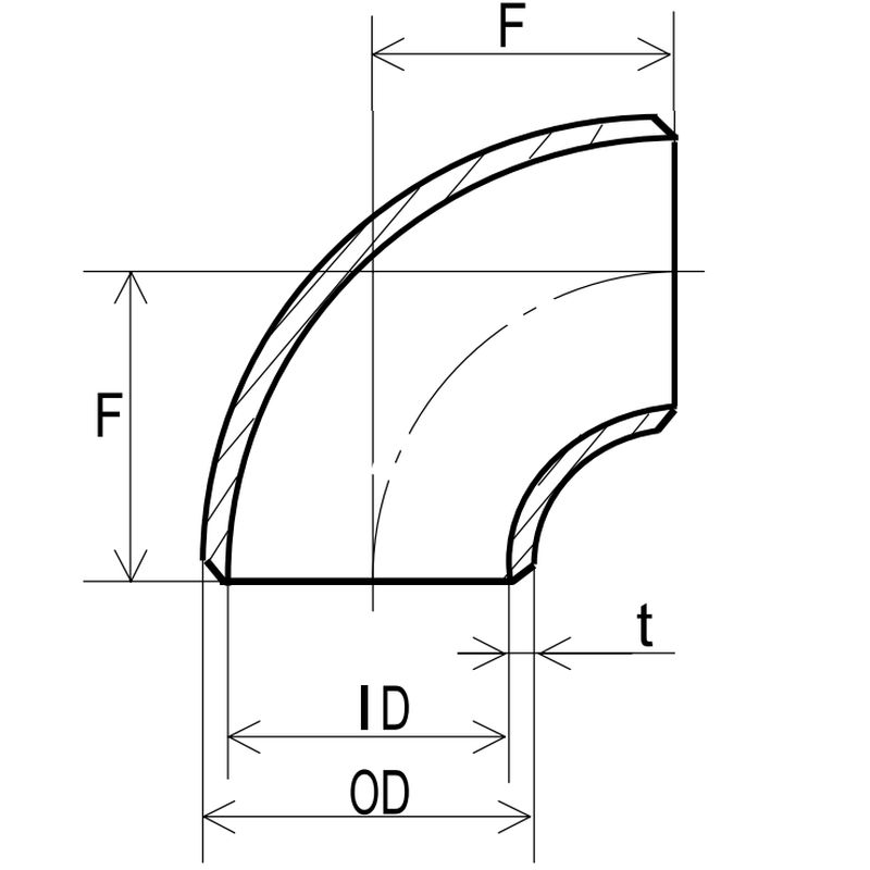 黒 PT370 S/80 90° ショートエルボ 突合せ溶接管式継手 - 画像2