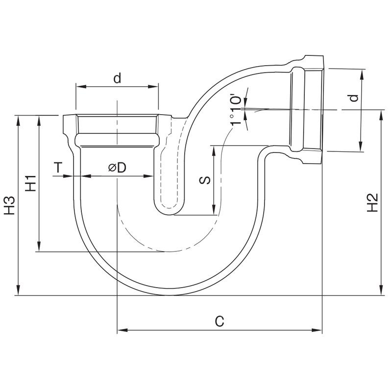 DG-P Pトラップ メッキドレネージ継手 - 画像2