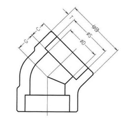 SW-45L-PT370-Sch80 45°エルボ PT370 高圧差し込み継手 - 画像2