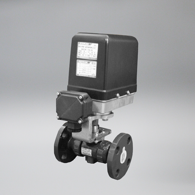 KB1-PVF-ASWTDMJ-FKM-200V PVC製スプリングリターン型電動ボール弁 グランドパッキン:FKM AC200V