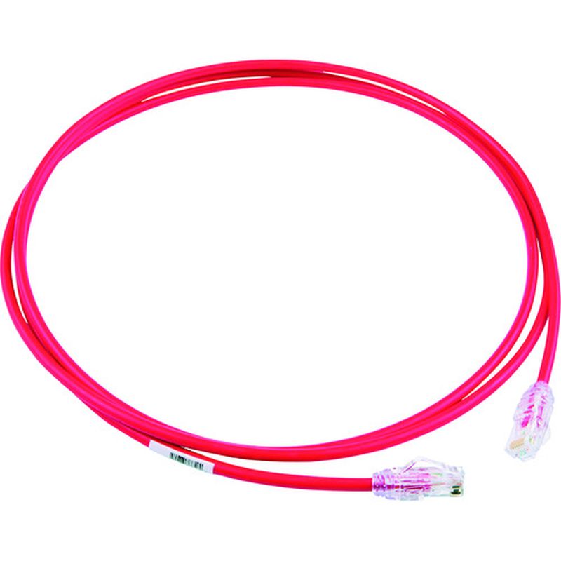 パンドウィット UTP28X0.5MRD カテゴリ6A細径パッチコード 0.5m 赤
