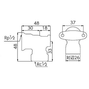 ミヤコ MK87 内ネジ座付水栓エルボ 青銅 - 画像2